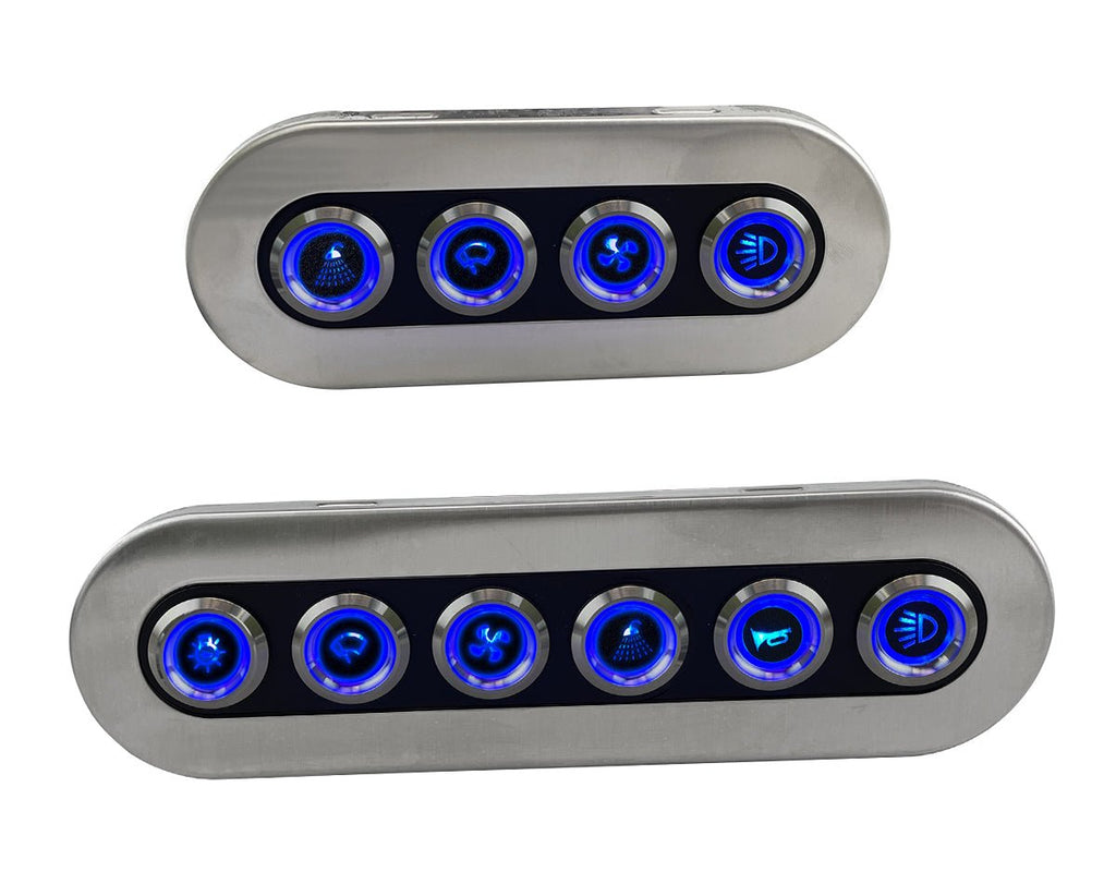 Switch Panel S/S Wproof On/Off Bl-LED 6-Btn