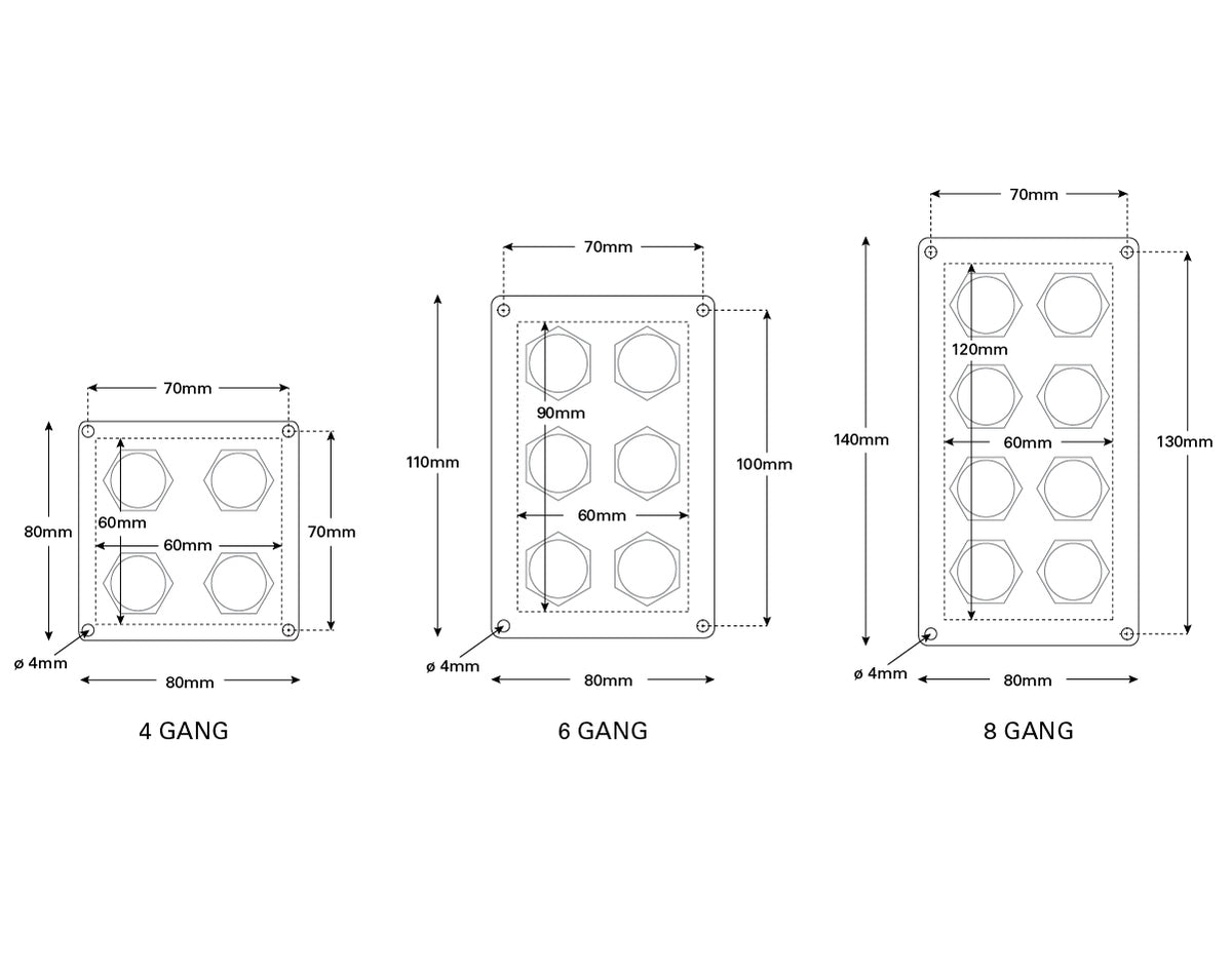 Switch Panel S/S On/Off Blue-LED 4-Btn - view 3