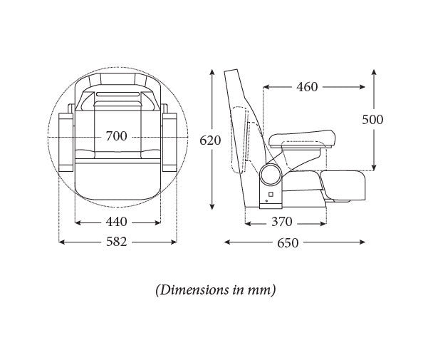 Seat HM58 Flip-Up White/Black - view 2