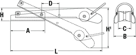 VETUS Extendable Self-Launching Hinged Bow roller  P104340 - view 2
