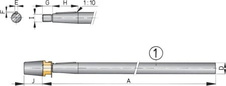 VETUS Propeller shaft incl. nut with zinc anode Ø 30 mm, length 1000 mm  SA30/1000