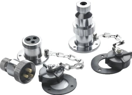 VETUS Watertight plug and socket with 4 pins, large model, chromium plated brass SC44L