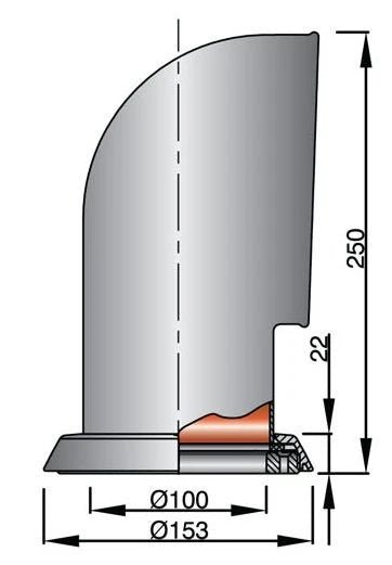 VETUS Cowl ventilator Ø 100 mm ID, type Tom, Stainless Steel AISI 316, with red interior (incl. ring and nut) TOM316R - view