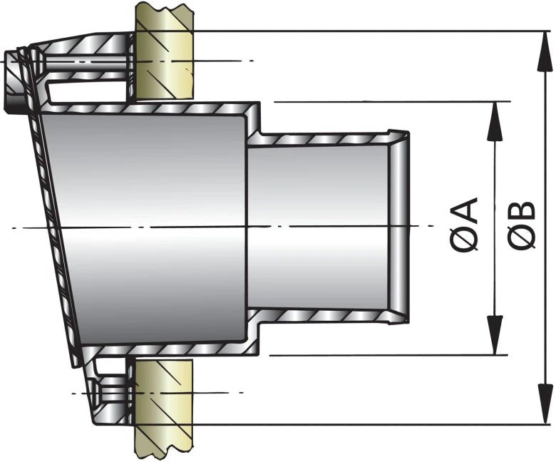 Vetus Synthetic transom exhaust connection with check valve Ø 90 mm TRC90PV - view 3