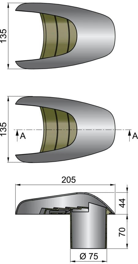 VETUS Shell ventilator type Typhoon Ø 75 mm TYP75 - view 2