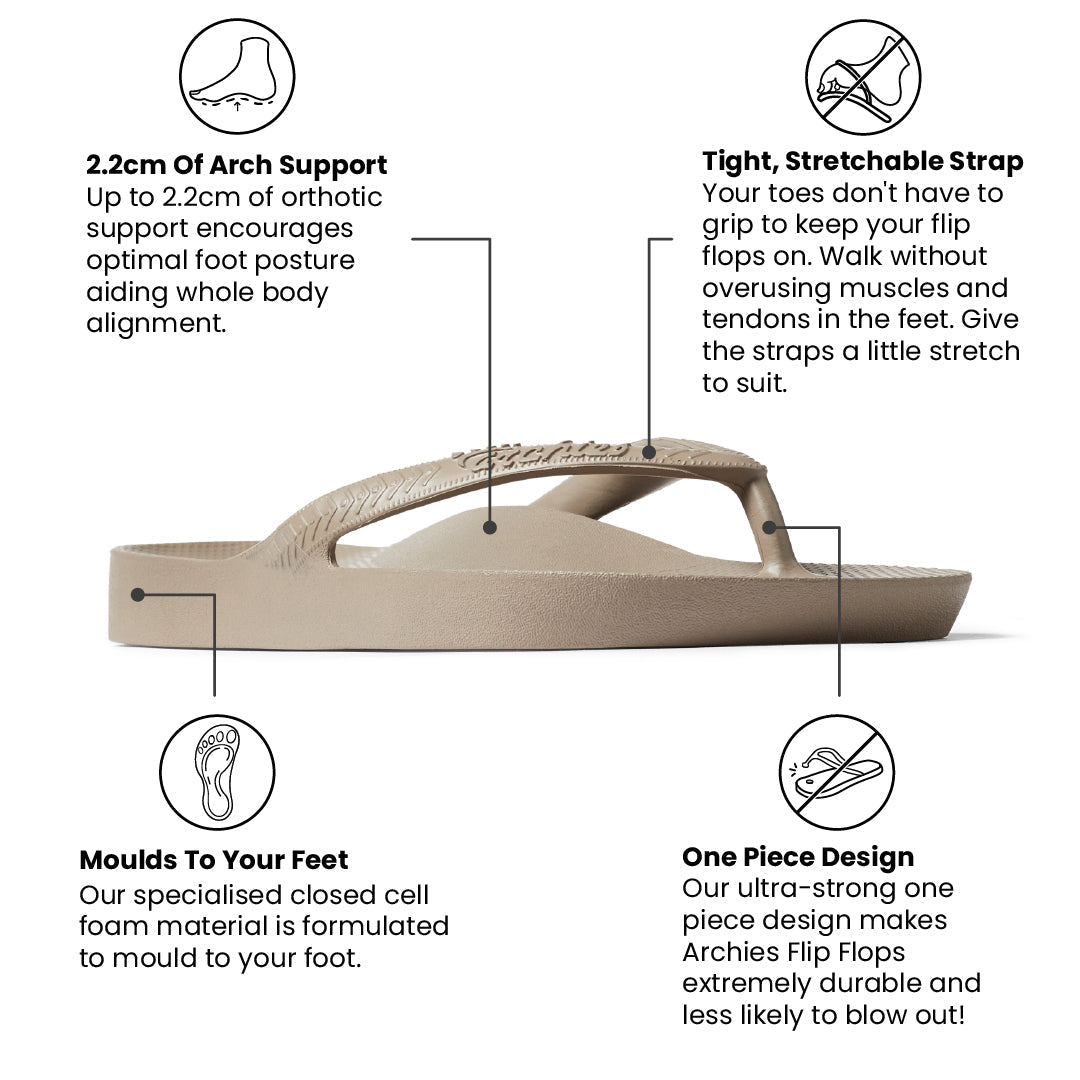 Archies Arch Support Thongs - Classic - Taupe
