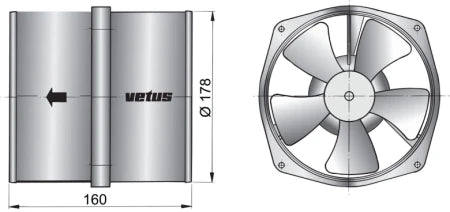 VETUS Extraction ventilator 12 V, Ø 178 mm (7") VENT178B2 - view 2