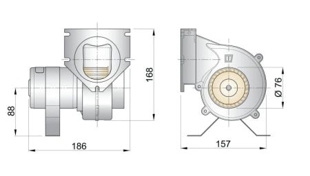VETUS Extraction ventilator 12 V, Ø 76 mm, incl. mounting bracket and in-line hose connection flange  VENT7612A - view 2