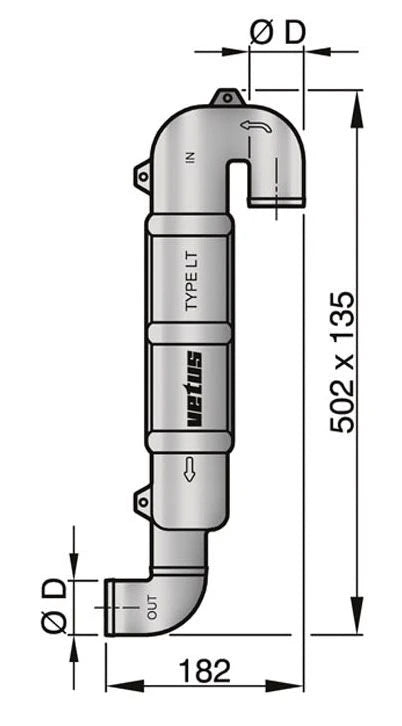VETUS Exhaust gooseneck type LT50, for Ø 50 mm hose  WLOCKLT50 - view 2
