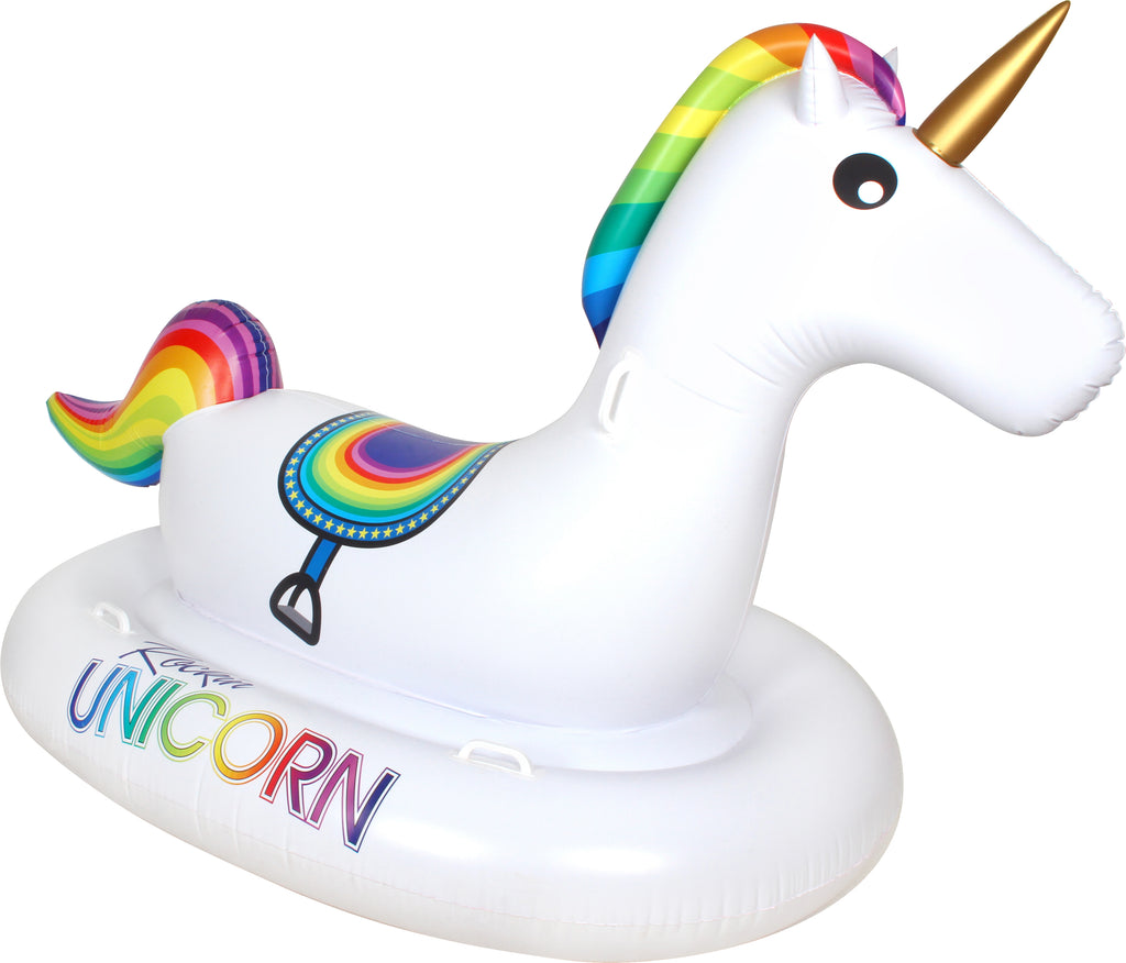 ROCKING UNICORN W/ 6 PLASTIC HANDLES 215X126X141CM INFLATED - view 3