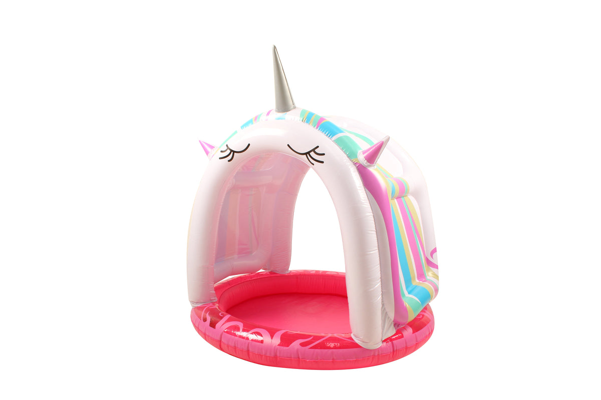 Inflatable Paddling Pool with Unicorn Canopy 15cm Depth 110x100x100cm - Age 2-6yrs - view 2