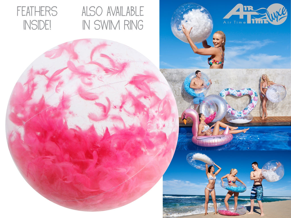 Large Inflatable Pink Feather Beach Ball 60cm - view 3