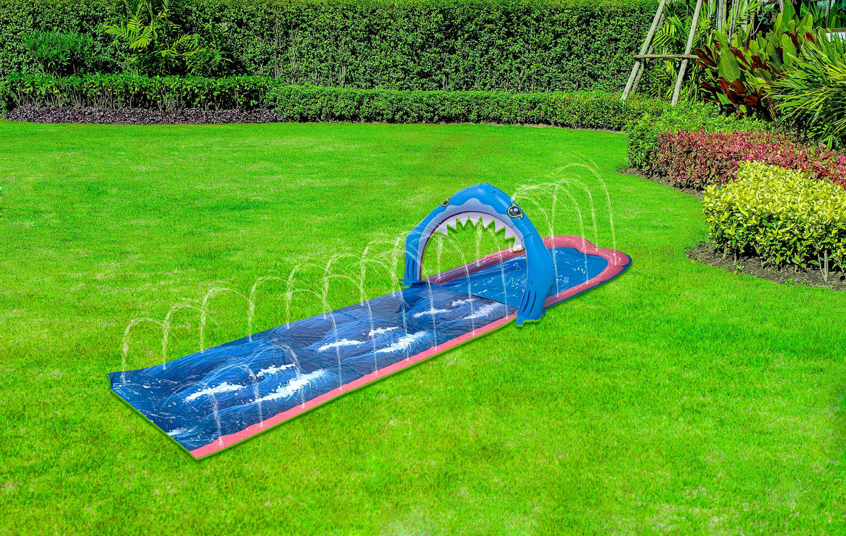 Shark Slip and Slide Water Game 4m, Sprays Water, Connects to Hose Ages 5-14yrs - view 2