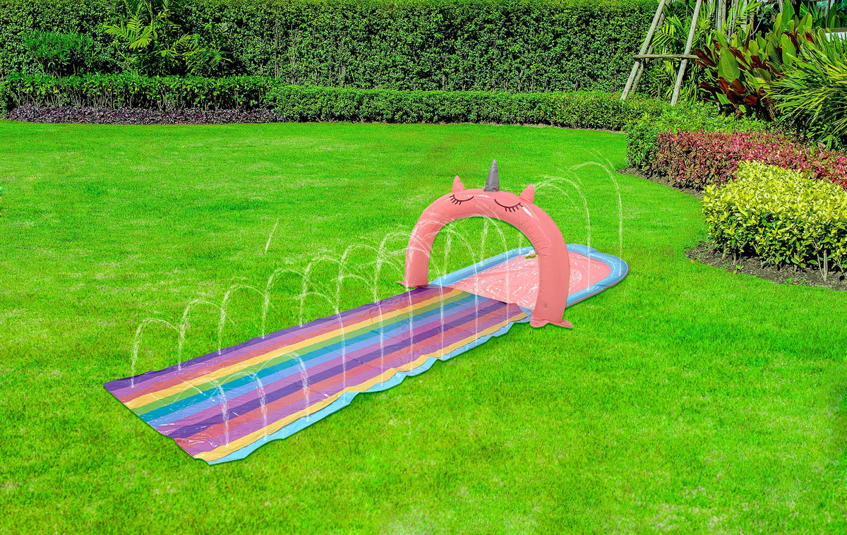 AirTime™ Unicorn Slip and Slide Water Game 4m, Sprays Water, Connects to Hose Ages5-14yrs - view 2
