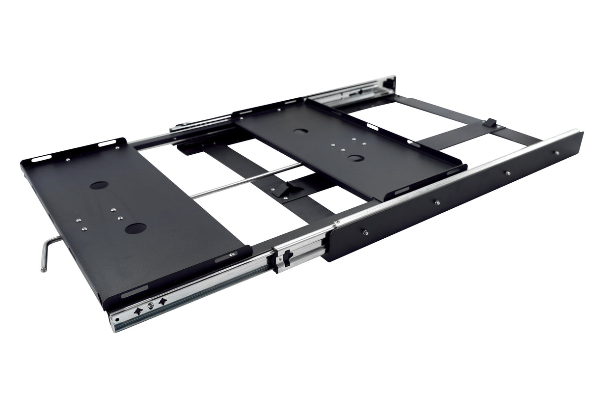 Car Fridge/Freezer Slide, Powder Coated, High Strength Bearing Drawer extends 100% from Base, 2 Straps included, Max Weight 1