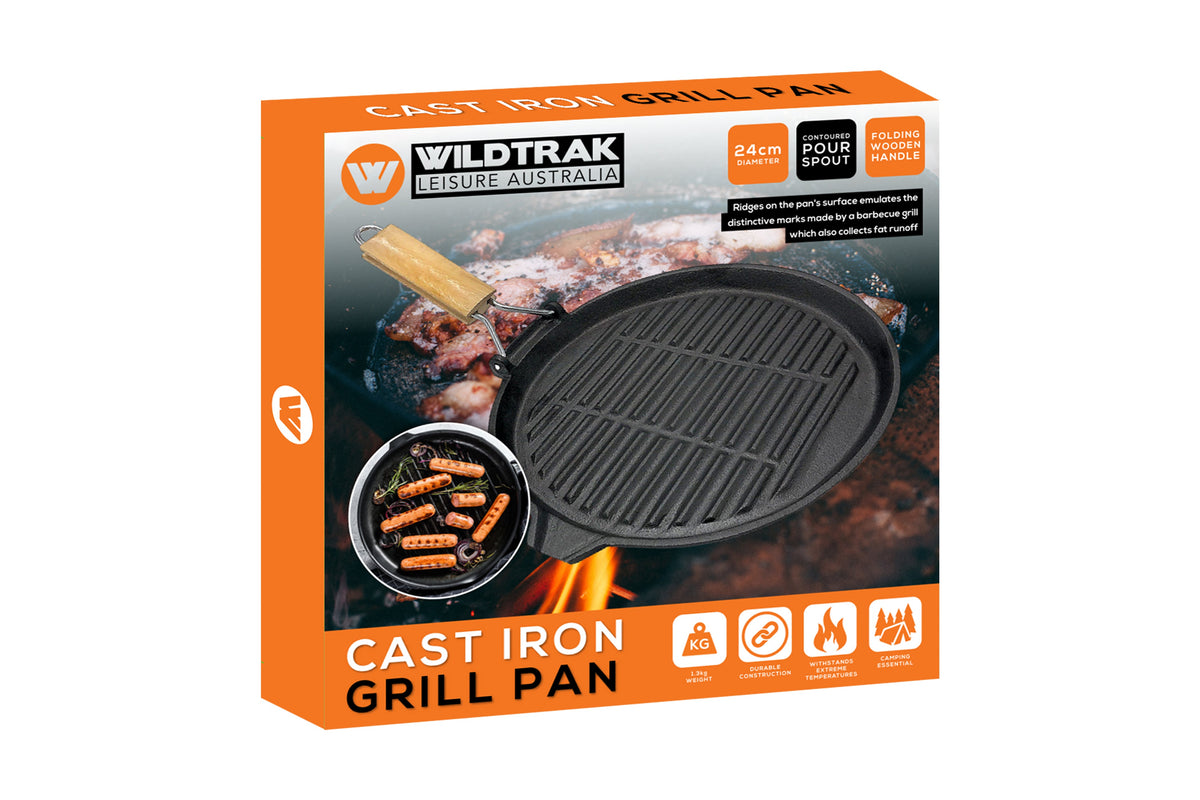 Wildtrak 24cm Round Cast Iron Pre-Seasoned Skillet/Grill Pan with Wooden Handle - view 9