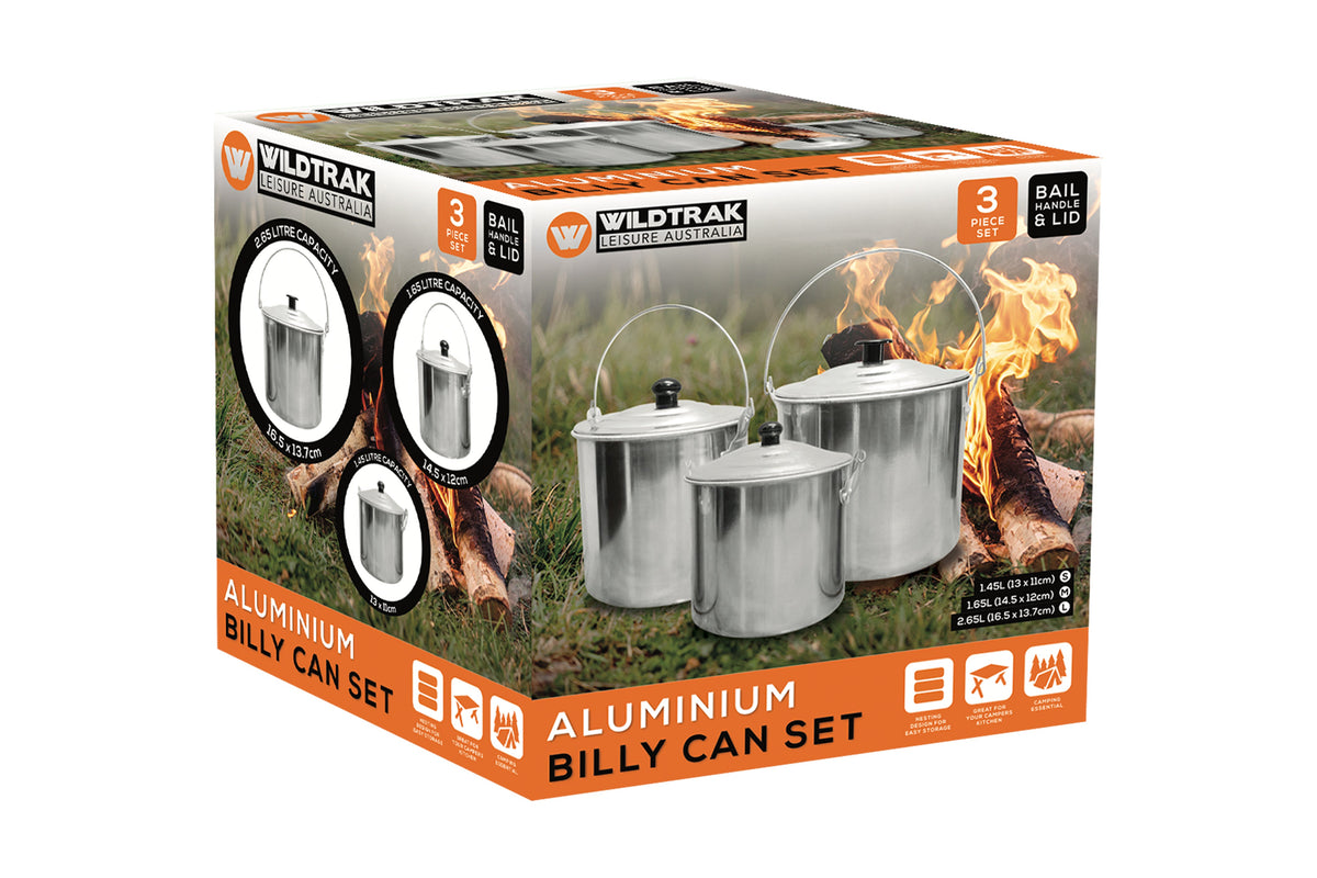 Wildtrak 3pc Aluminium Billy Can Set with Handles - view 10