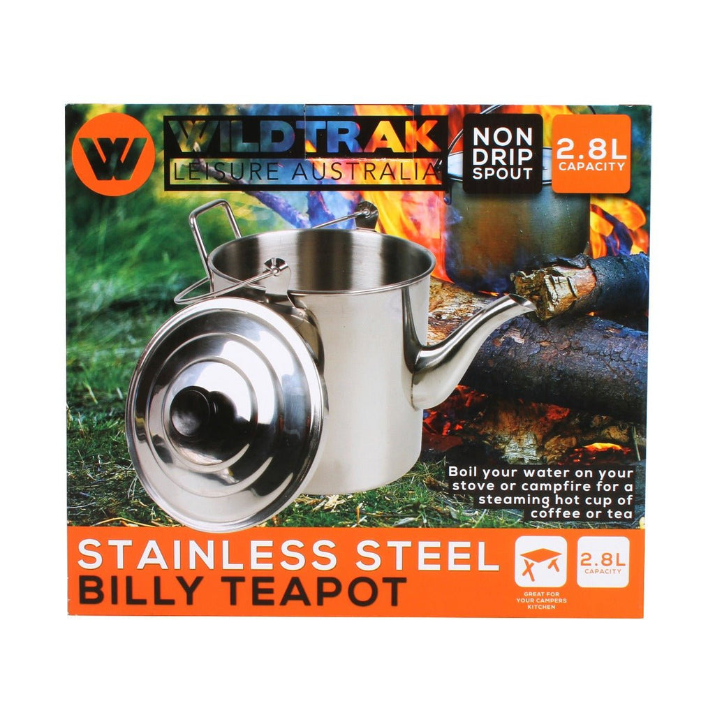 Wildtrak 2.8L Stainless Steel Billy Teapot with Handle and Lid - view 9