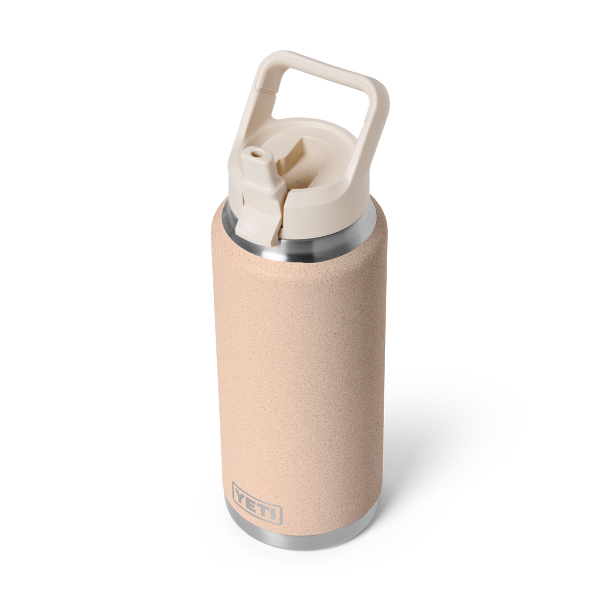 Rambler 36 oz (1 L) Straw Bottle - Tahini - three-quarter view, straw up