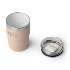 Rambler 8 oz (237 ml) Cup - Tahini - three-quarter view with lid