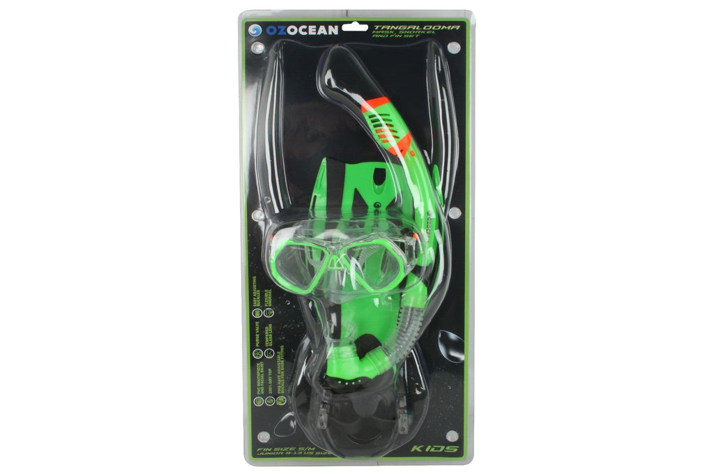 Tangalooma Kids Mask, Fin and Snorkel Set - Bright Green - view 3