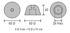 CDZ9-098 Vetus Bow Thruster Zinc Anode - view 2