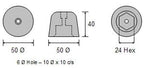 CDZ9-100 Vetus Bow Thruster Zinc Anode - view 2