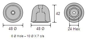 CDZ9-102 Side Power (Sleipner) Bow Thruster Zinc Anode - view 2