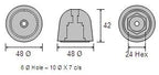 CDZ9-102 Side Power (Sleipner) Bow Thruster Zinc Anode - view 2