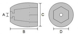 CDZPN-E 1 3/8″ Shaft Propeller Nut Zinc Anode - view 3